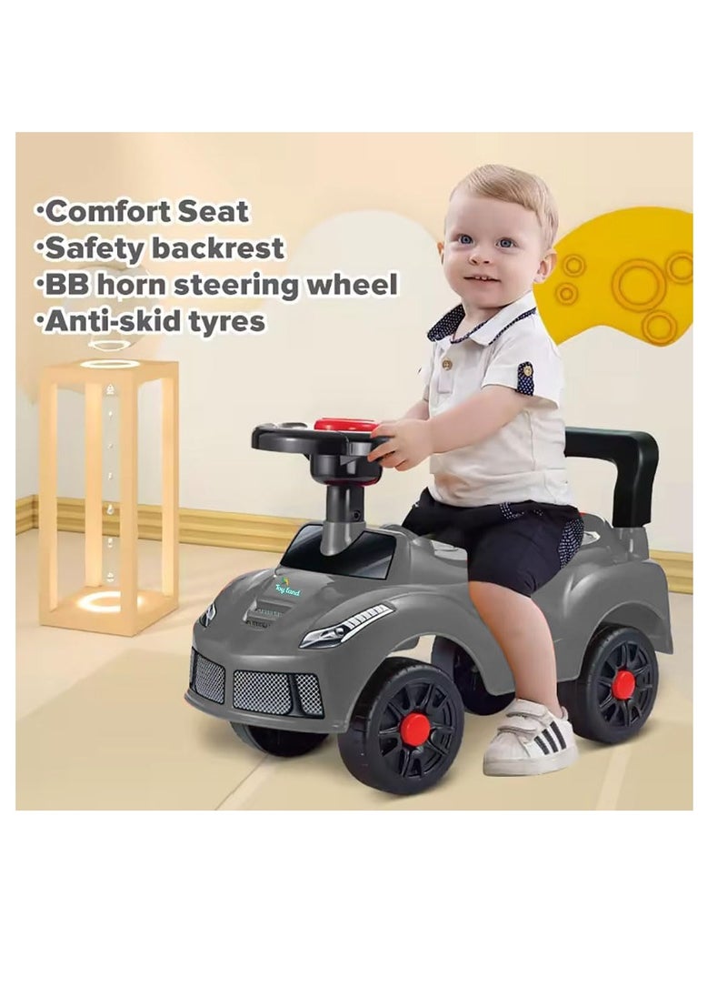 Kids Ride-On Push Car, Foot to Floor Ride on Push Car for Toddlers with Saftey Backest (Grey)