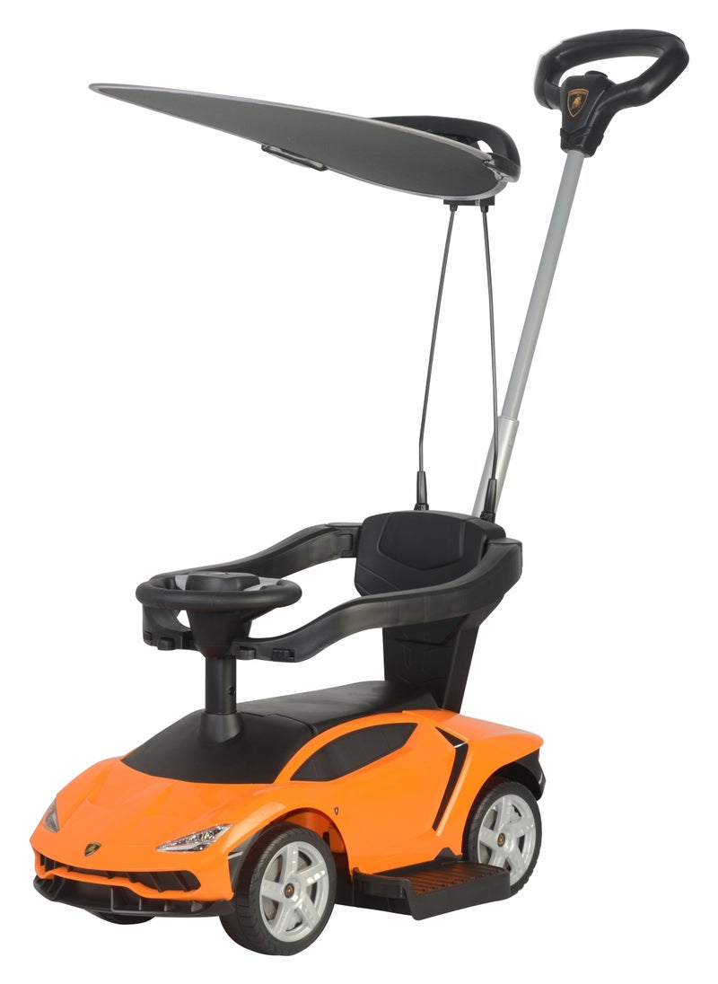 Lamborghini LB 3726HC Push Car with Handle and Canopy - Orange