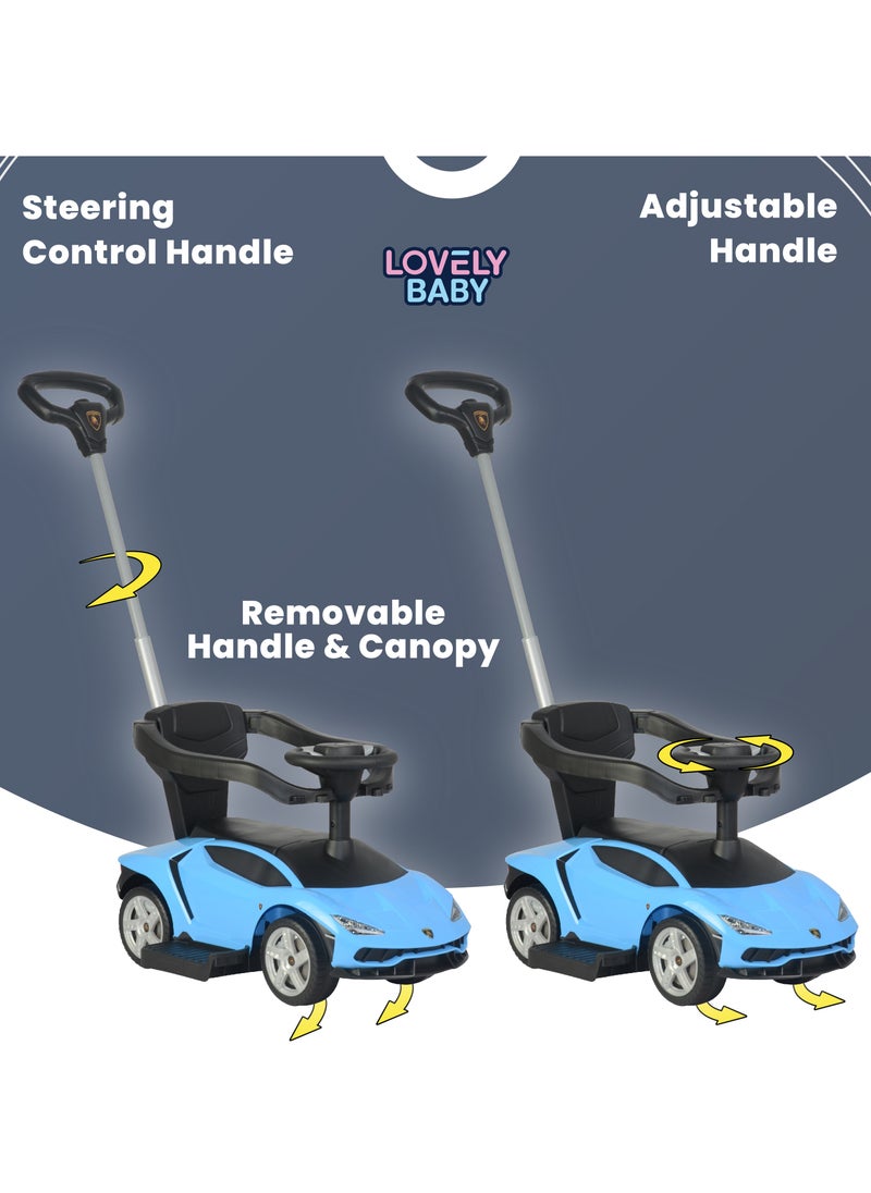 Lamborghini LB 3726HC Push Car with Handle and Canopy - Blue