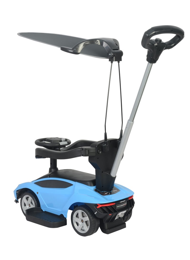 Lamborghini LB 3726HC Push Car with Handle and Canopy - Blue