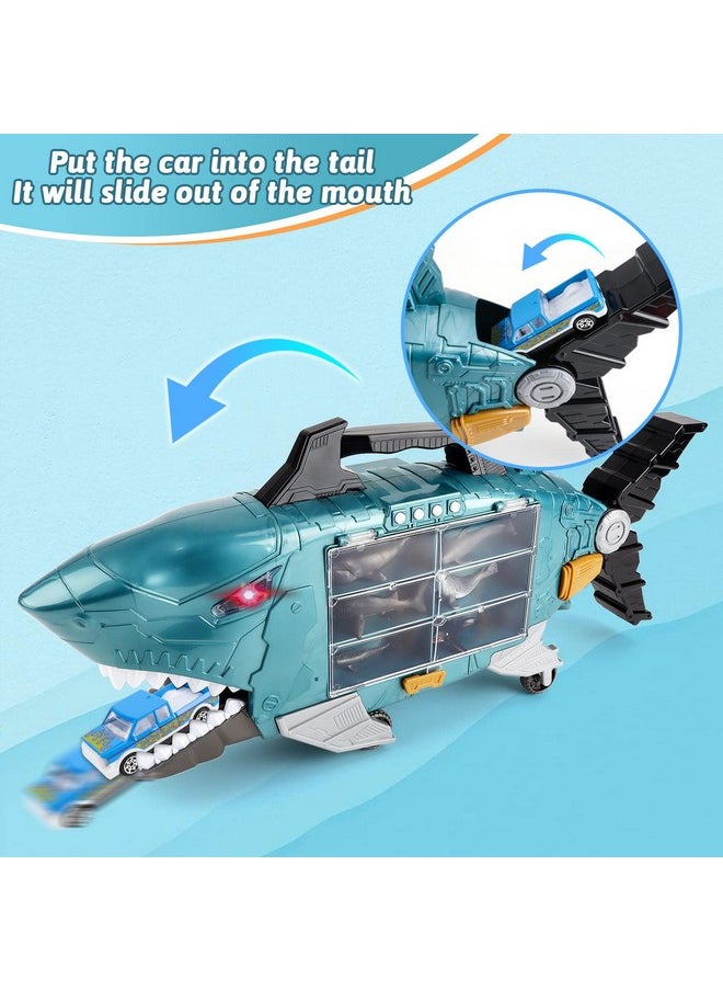 Shark Toys Shark Truck With Animal Toys, 8 Pcs Toy Trucks,Lights Music Effects,Birthday Gifts For Toddler Kids Boys Girls