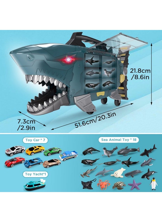 Shark Toys Shark Truck With Animal Toys, 8 Pcs Toy Trucks,Lights Music Effects,Birthday Gifts For Toddler Kids Boys Girls