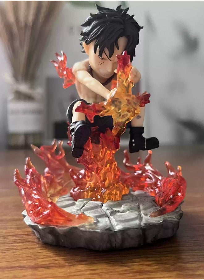 One piece Cross Flame Ace Action Figure Decorative Resin Sculpture Home Decor Statue, Art Figurine Home Ornament Decoration for Office, Living Room, Bedroom, Book Shelf, TV Cabinet, Desktop