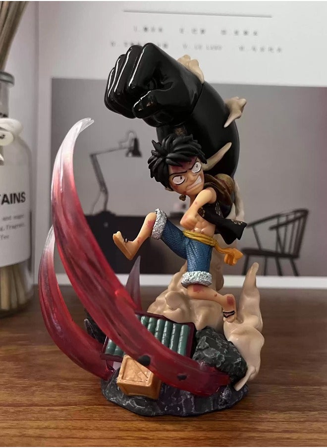 One piece Big Fist Luffy Action Figure Decorative Resin Sculpture Home Decor Statue, Art Figurine Home Ornament Decoration for Office, Living Room, Bedroom, Book Shelf, TV Cabinet, Desktop