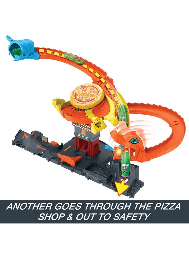 City Toy Car Track Set, Pizza Slam Cobra Attack Playset, Snake Tail Spiral Track With Randomizer, 1 Vehicle In 1:64 Scale