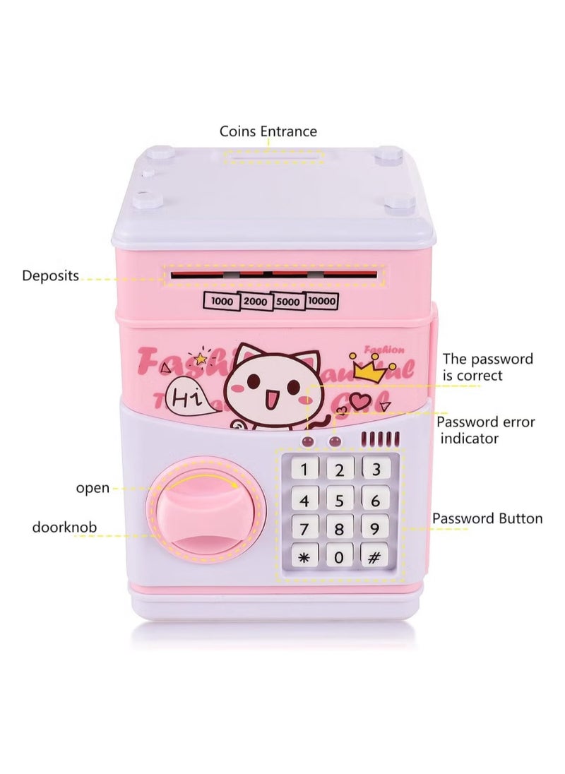 Electronic Piggy Bank With Fingerprint And Pin For Boys And Girls, Mini ATM Saving Box