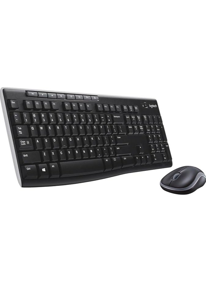 Logitech MK270 Wireless Keyboard And Mouse Combo For Windows, 2.4 Ghz Wireless, Compact Mouse, 8 Multimedia And Shortcut Keys, 2 Year Battery Life, For Pc, Laptop, Graphite, 920-004509