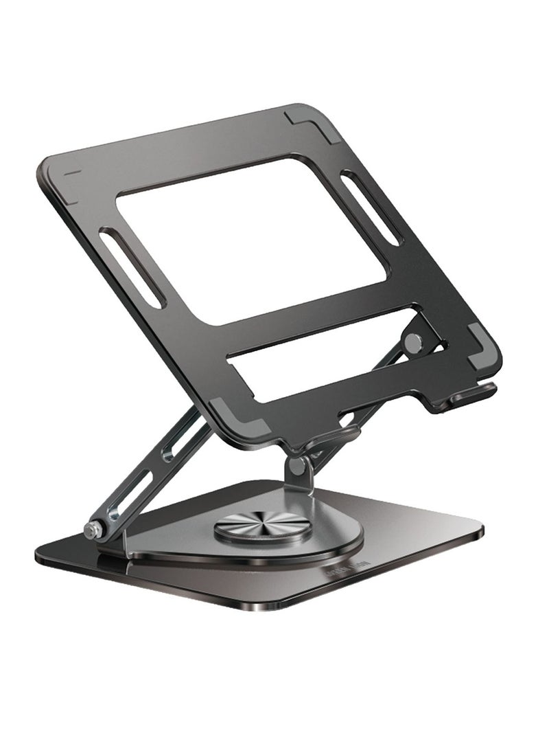 360° Rotatable Laptop Stand / 13-17 Inch Laptops Compatible Device / Non-Slip Silicone / Secure & stable / Flexible Design / Foldable Design / Height Adjustment / Easy to Use / Metal Material - Black