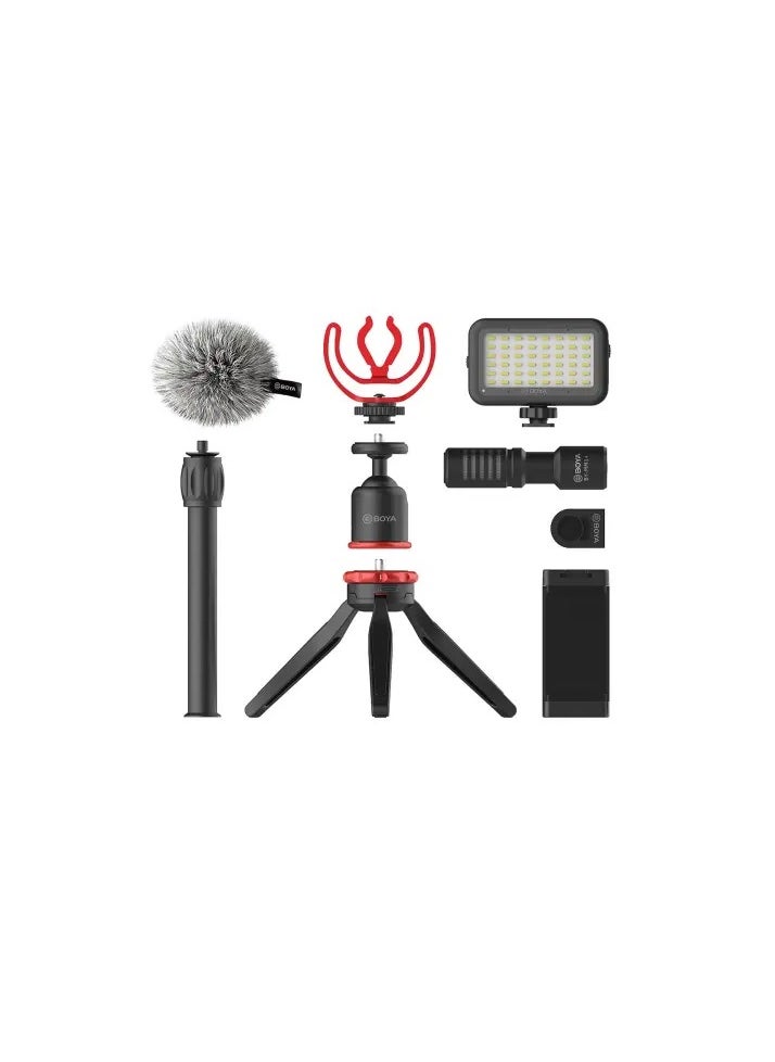 BOYA BY-VG350 Vlogger Kit Plus with BY-MM1+ Shotgun Microphone, LED Light