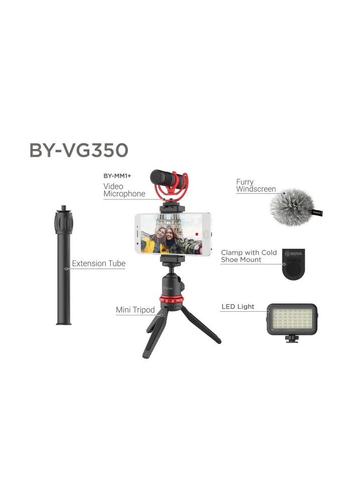 BOYA BY-VG350 Vlogger Kit Plus with BY-MM1+ Shotgun Microphone, LED Light