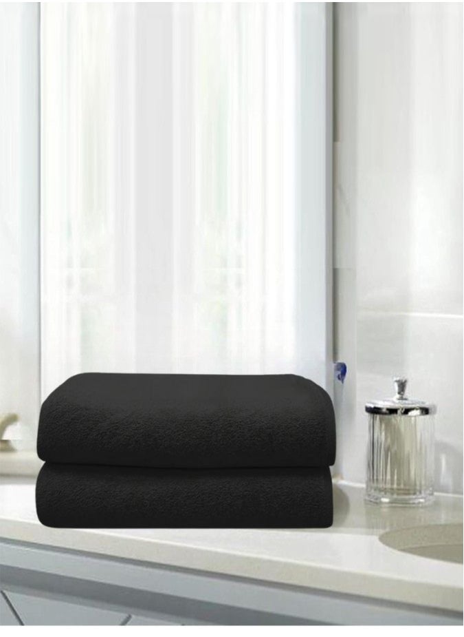 Premium SPA,GYM,POOL, SALOON Towels .100% Cotton Bath Towel Pack of 2 70x140Cm 650 GSM Black