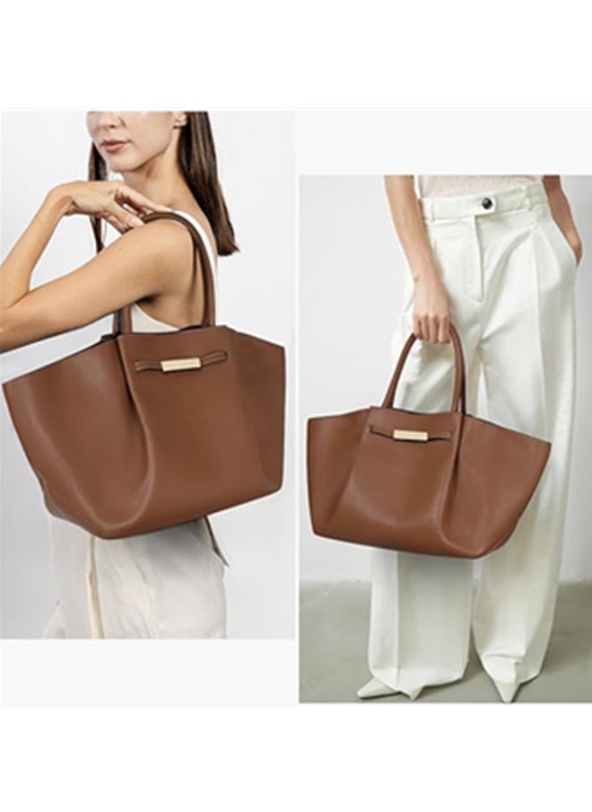 DeMellier Tote Bag Faux Leather Work Bag for Women Soft Grained Leather Top Handle Bag Trendy Luxury Hobo Handbag Purse