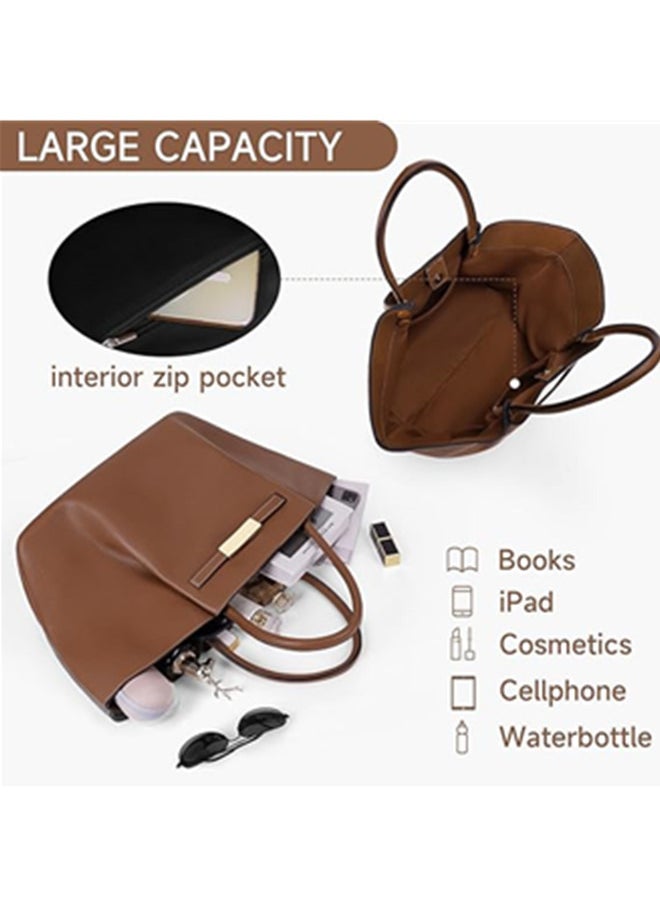 DeMellier Tote Bag Faux Leather Work Bag for Women Soft Grained Leather Top Handle Bag Trendy Luxury Hobo Handbag Purse