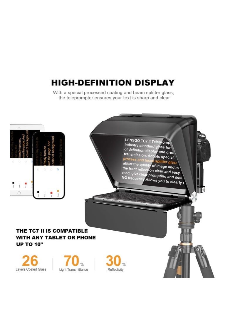 LENSGO Teleprompter for Camera DSLR/SLR,7.9’’Mini Prompter APP Compatible with iOS/Android for YouTube/Online Teaching/Interview/Live Streaming,Support 24-35MM Wide-Angle Lens Shooting