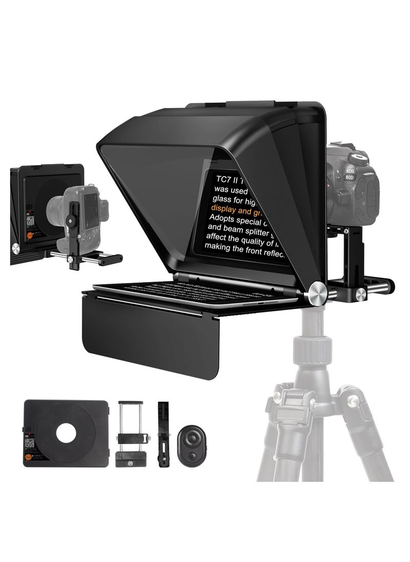 LENSGO Teleprompter for Camera DSLR/SLR,7.9’’Mini Prompter APP Compatible with iOS/Android for YouTube/Online Teaching/Interview/Live Streaming,Support 24-35MM Wide-Angle Lens Shooting