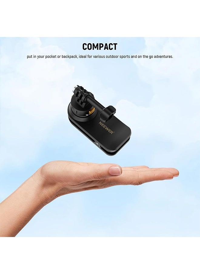 NEEWER Backpack Mount Magnetic Quick Release Strap Clip Compatible with Hero13 12 11 10 9 8 DJI Action 4 3 Insta360, Shoulder Bag Belt Strap Mount for Point of View Video Recording Vlog, GP22