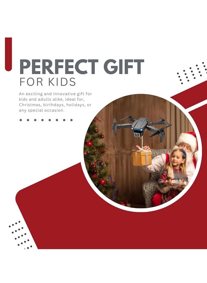 E88 Pro Drone with 4K HD Dual Camera – Foldable, Less Than 100g, 45 Minutes Flight Time, 3 Batteries Included, One Key Take Off/Landing, Optical Flow, Altitude Hold, 360° Flip, Kids-Friendly Toy Drone