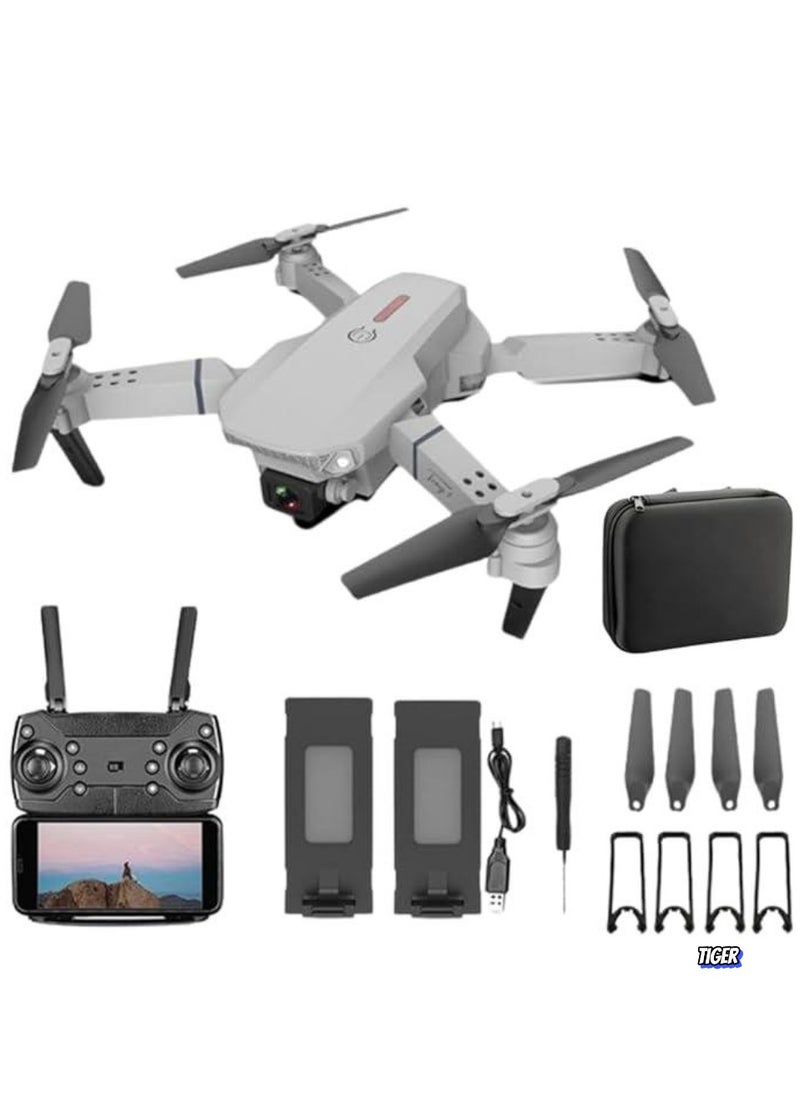 FPV Drone with 4K HD Camera – WiFi Live Video Streaming, Foldable Quadcopter, Headless Mode, Altitude Hold, Track Flight, 3D Flip – Compact & Easy-to-Fly Gray Drone for Beginners and Pros