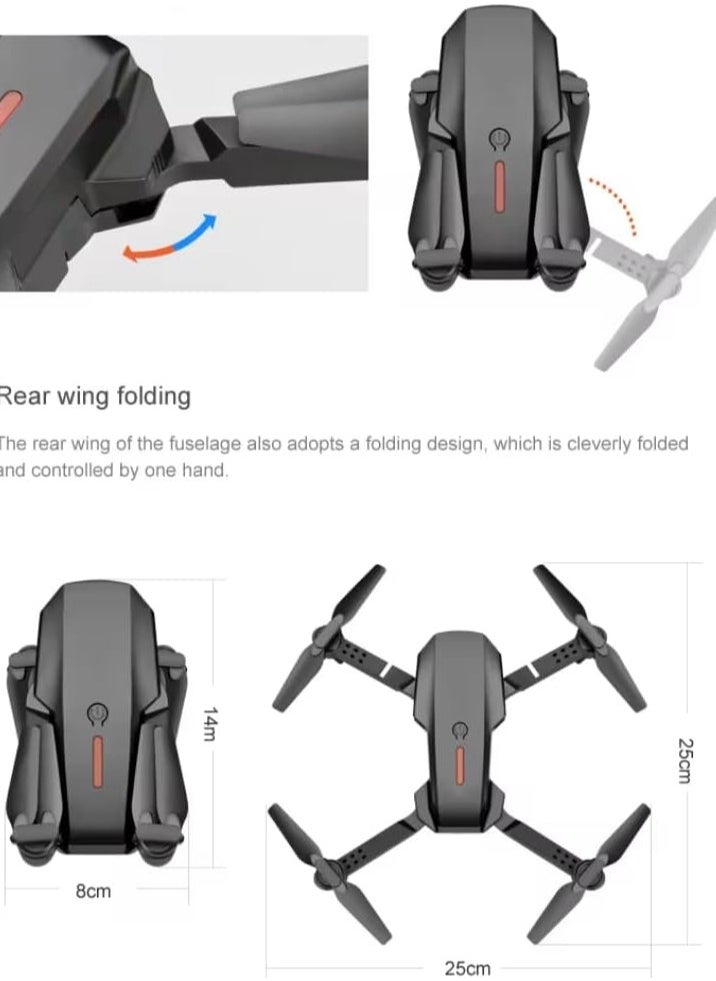 E88 Pro Drone with Dual 4K UHD Camera | FPV Foldable Remote Control Drone for Adults | 3D Flips, Altitude Hold, Gesture Control, One Key Takeoff/Landing, APP Control | Mini RC Drone with Carrying Case