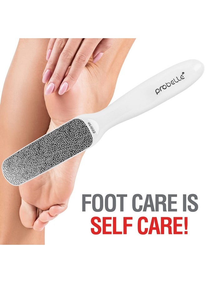 Probelle Double Sided Multidirectional Nickel Foot File Callus Remover - Immediately Reduces calluses and Corns to Powder for Instant Results, Safe Tool (White)