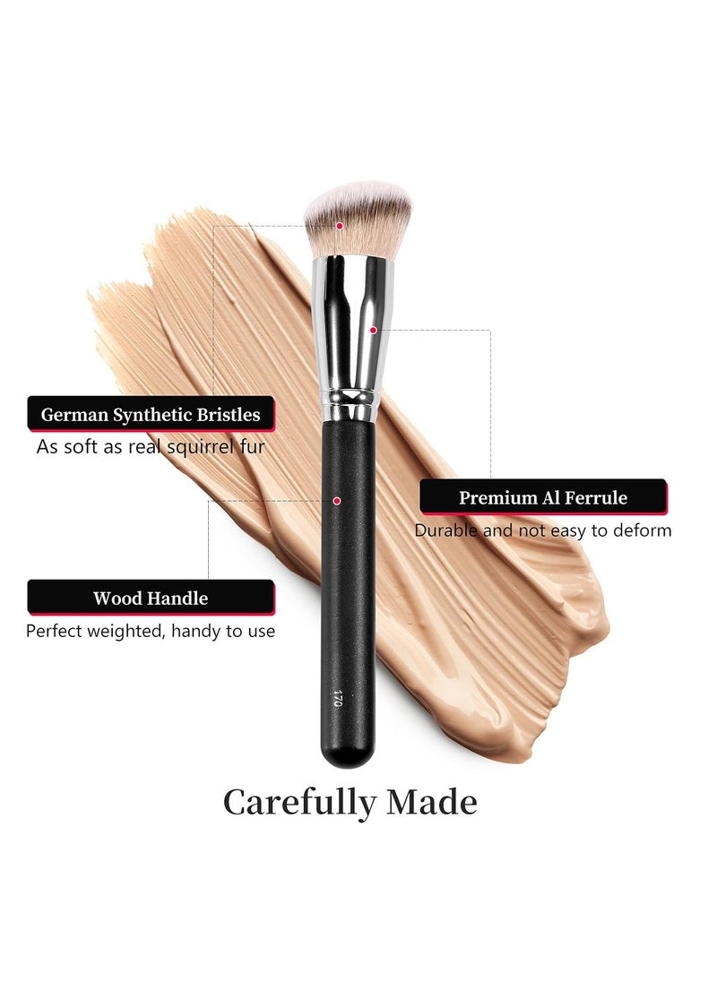 Under Eye Concealer Brush and Foundation Brush for Liquid Makeup 2PCS Dense Synthetic Angled Kabuki Blending Makeup Brush for Liquid Cream and Setting Powder