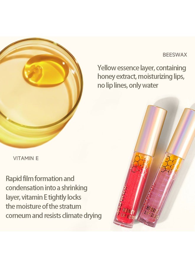 Sweet Honey Moisturizing Lip Gloss，High Shine Hydrating Transparent with Honey Lip Moisturizing Treatment Nourishing Lip Gloss Non Sticky Lip Care Long Lasting Shiny Texture Lip Care Oil #04