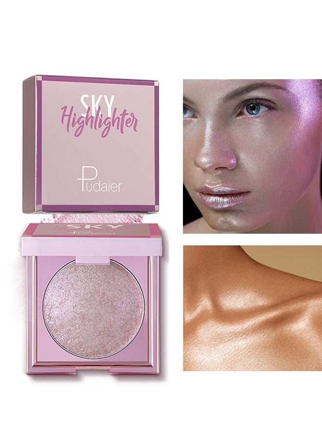 Sky Highlighter, Powder Shimmering Glitter Long Lasting Waterproof Contouring Smooth Silk Fine Natural Illuminator for Nose Eye Face Body to Brighten Skin  8G #02