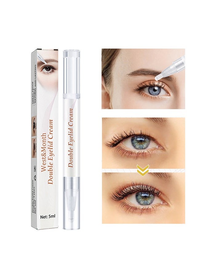 Double Eyelid Cream， Shaping Styling Cream Waterproof Double-fold Eyelids Cream with Tool Long Lasting Invisible 5ml