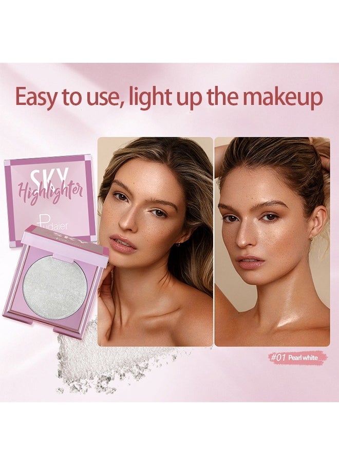 Sky Highlighter, Powder Shimmering Glitter Long Lasting Waterproof Contouring Smooth Silk Fine Natural Illuminator for Nose Eye Face Body to Brighten Skin 8G  #01