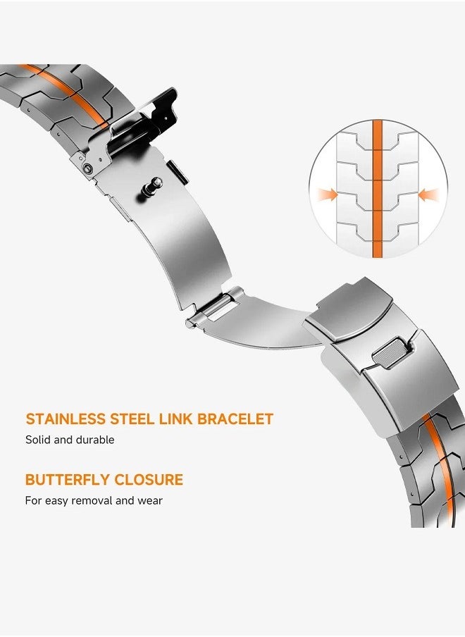 Titanium Band for Samsung Galaxy Watch Ultra 47mm LTE, Men and Women Luxury Titanium Metal Replacement Watch Strap for Samsung Watch Ultra, Black-Orange