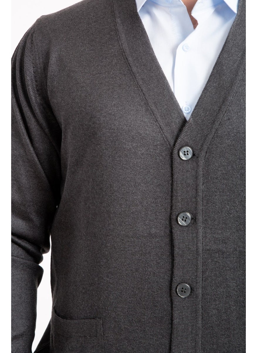 Men's Middle Age and Above Fine Wool Acrylic Knitwear Knit Buttoned Father's Cardigan 5100