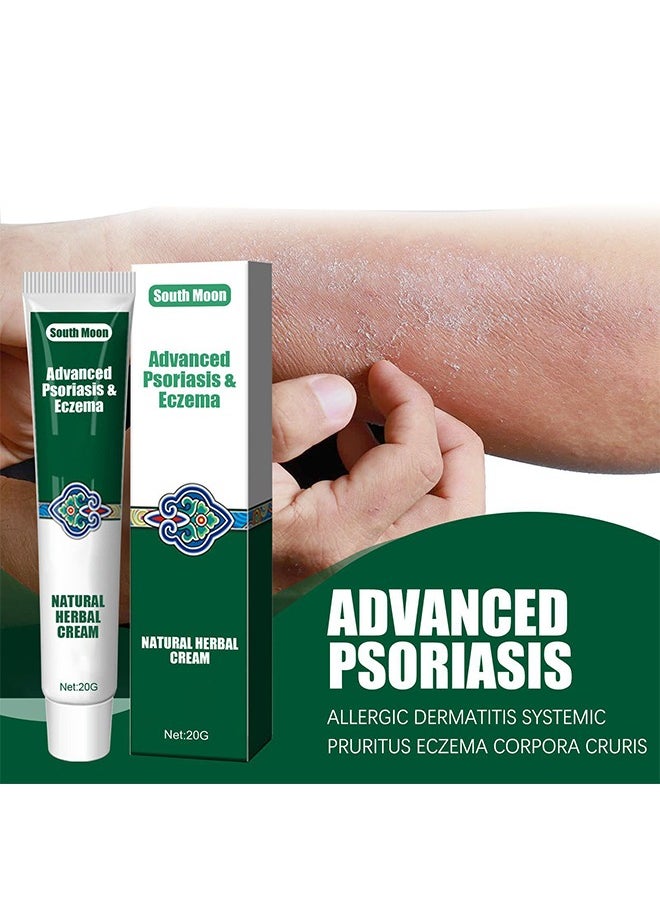 Advanced Psoriasis&Eczema Natural Herbal Cream，Organic Eczema Herbal Healing Cream, Chinese Herbal Eczema, Natural Herbal Cream, Psoriasis Ointment Cream, Moisturising Cream, Face Cream, Body Cream for Dry Skin, Itch Skin, Itch Relief Cream 20G