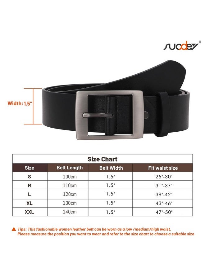 Fashion Womens Faux Leather Belts Waist Belt With Pin Buckle For Jeans Pants,Black,1.5