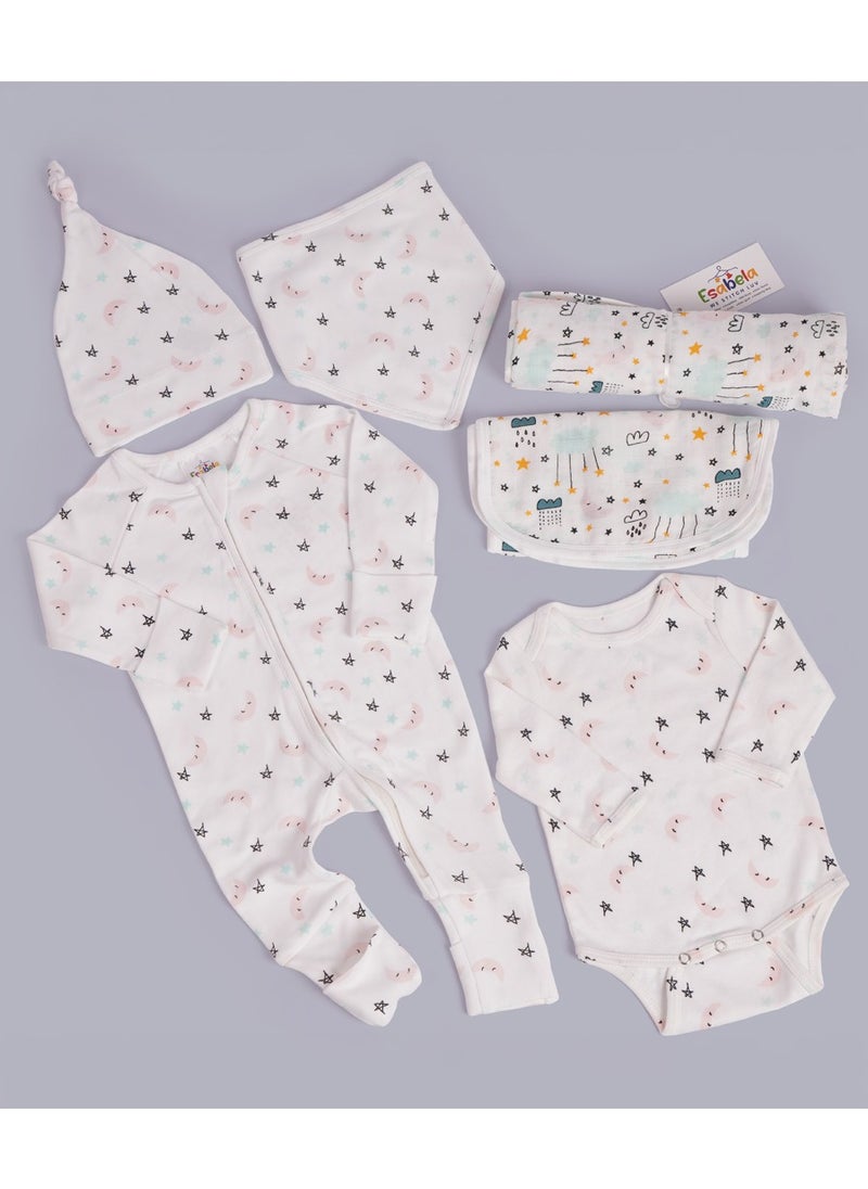 Unisex Baby Sleepsuit & Bodysuit Set Soft Cotton Baby Bodysuit Cozy, Breathable, and Gentle on Skin, Swaddle/Sleep Suit/Body Suit/Burp Cloth/Cap/Bib for New Born Infant Size Age 0+ Months