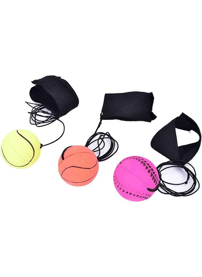 Wrist Band Ball Rubber Rebound Bouncy Return Ball Pack of 3