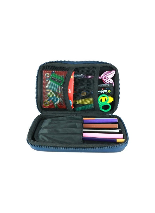 Smily Kiddos Ethylene Vinyl Acetate (Eva) Single Compartment Pencil Case Cute Large Hardtop Pencil Case Organizer School Kids Girls Women Pen Holder Pouch Multi Purpose (Skater Shark,Navy Blue)