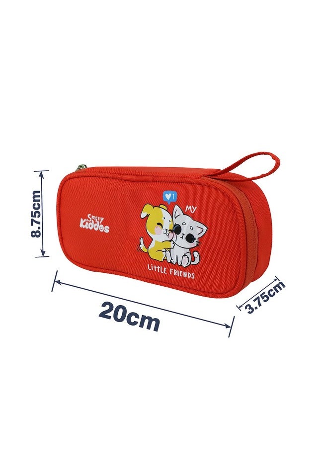 Smily Kiddos Polyester Zipper Pencil Pouch Kitty Theme (Red)