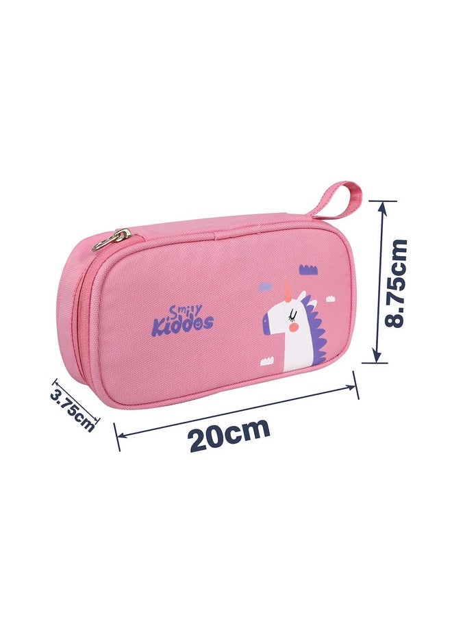 Smily Kiddos Polyester Zipper Pencil Pouch Unicorn (Light Pink)