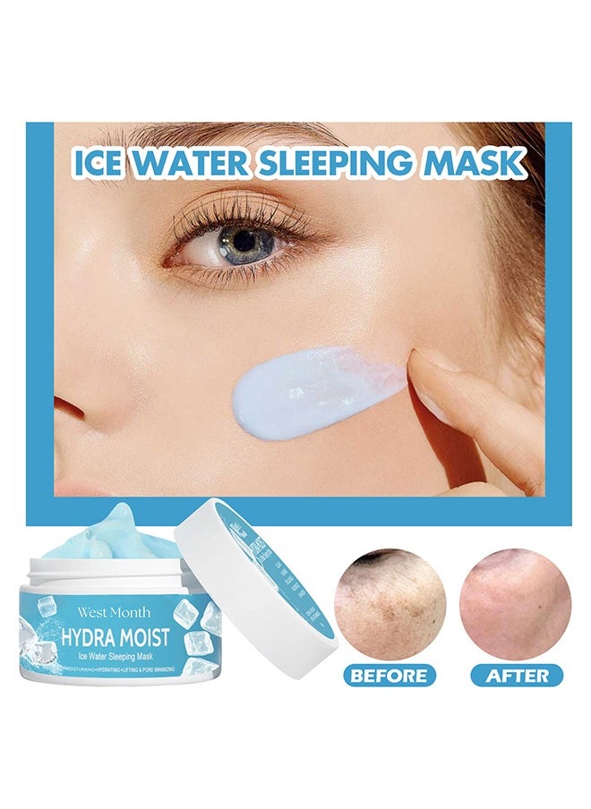 Moisturizing Hydrating Ice Water Sleeping Mask - Jelly Mask Shrinks Pores Rejuvenates Brightens Skin Refreshes and Moisturizes 100g