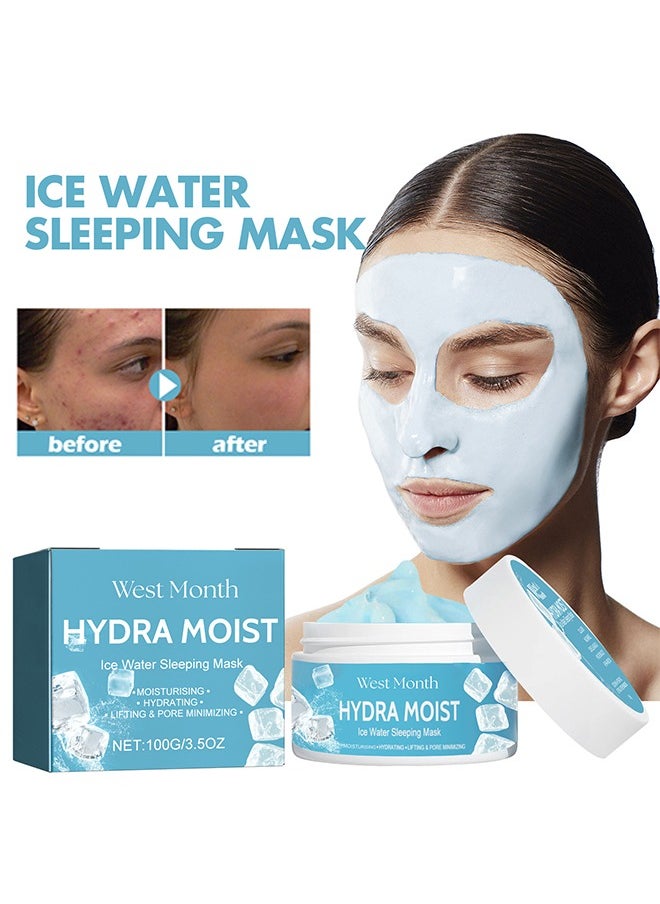 Moisturizing Hydrating Ice Water Sleeping Mask - Jelly Mask Shrinks Pores Rejuvenates Brightens Skin Refreshes and Moisturizes 100g