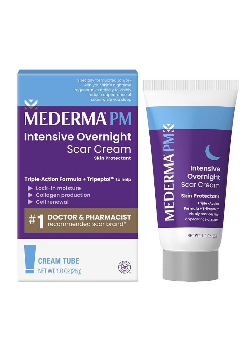 PM Intensive Overnight Scar Cream Works with Skins Nighttime Regenerative Activity Clinically Shown to Make Scars Smaller and Less Visible 28g