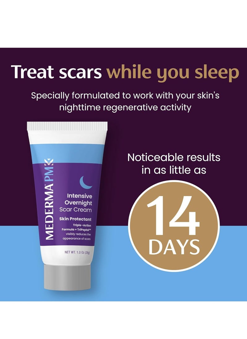 PM Intensive Overnight Scar Cream Works with Skins Nighttime Regenerative Activity Clinically Shown to Make Scars Smaller and Less Visible 28g