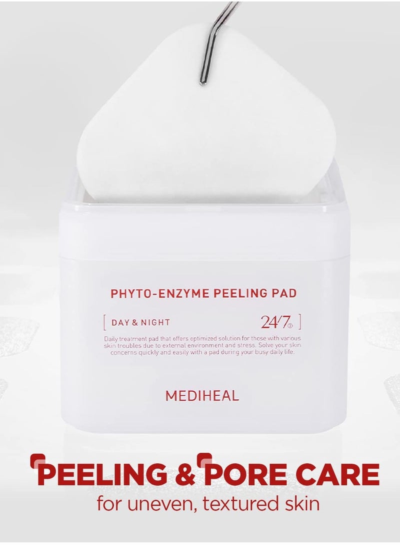 MEDIHEAL Phyto Enzyme Peeling Pad - Vegan Face Resurfacing Pore Tightening Gauze Pads with LHA & Papaya Enzym to Control Sebum - Exfoliating Pads for Dead Skin Cells, 90 Pads