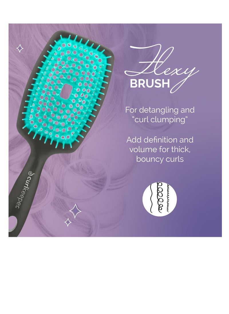 Flexy Hair Brush, Turquoise - Detangling Hair Brush with Flexible Bristles for Shower Use, Combing Through Curls & Removing Tangles - Lightweight Hair Accessories for All Hair Type