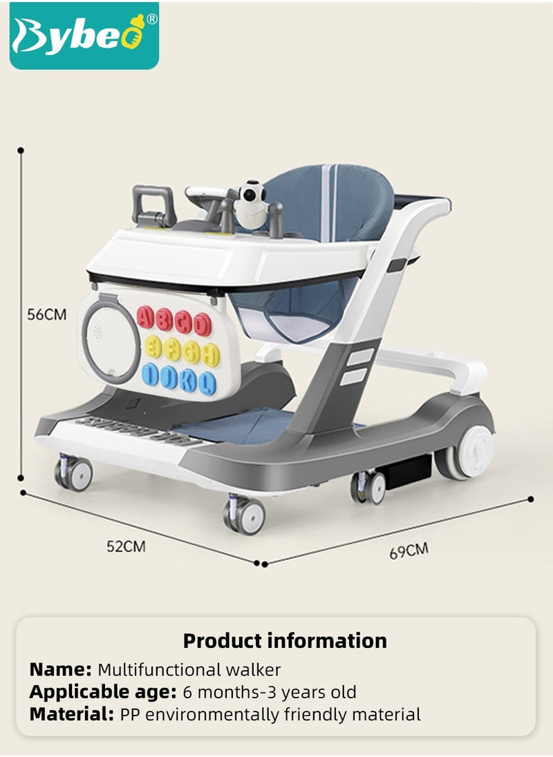 3 in 1 Baby Walker, Infant Walkers for Boys and Girls, Adjustable Height & Speed Walkers with Mute Wheels, Anti-Rollover Pram Stroller, Infant Walk Play Meal Chair for Toddlers