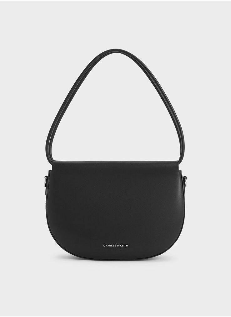 Elora Curved Top Handle Bag & Shoulder Bag & Crossbody Bag - Black