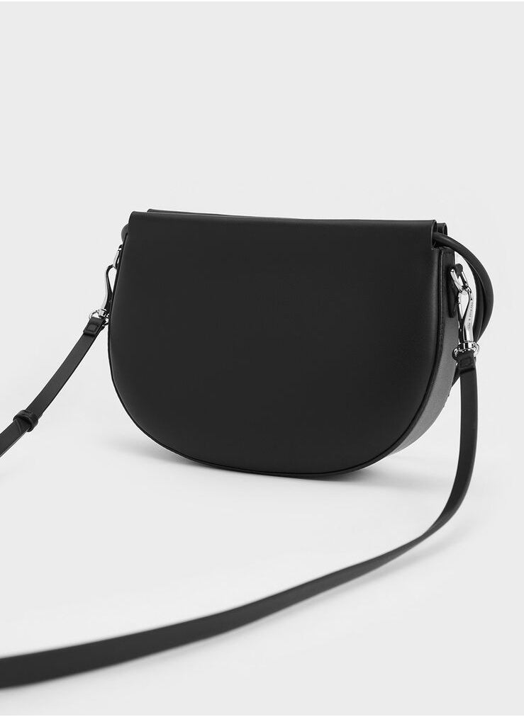 Elora Curved Top Handle Bag & Shoulder Bag & Crossbody Bag - Black