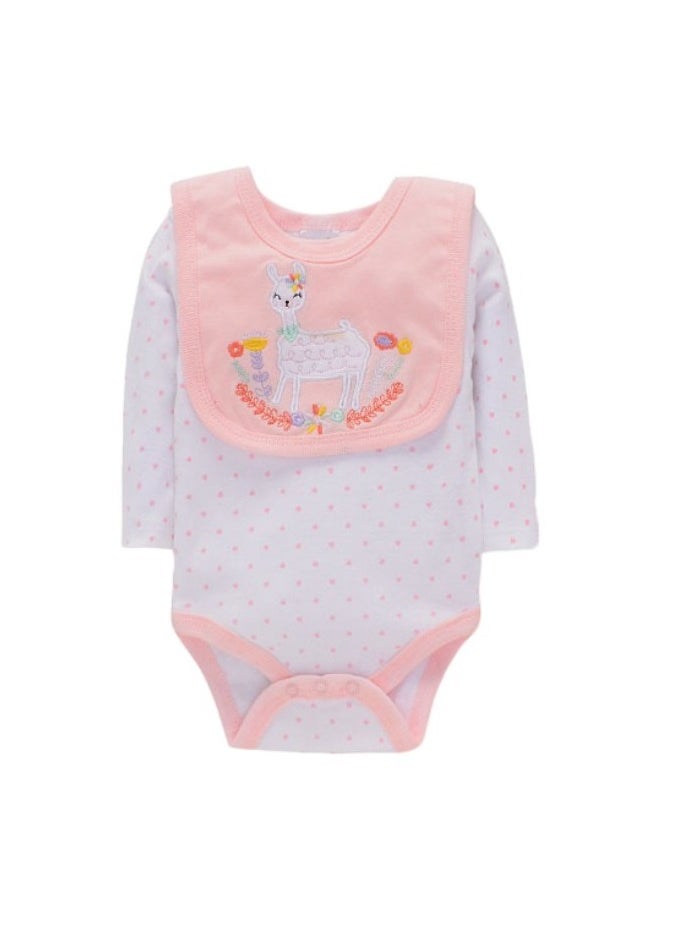 Bambimici Animal Print Long Sleeve Bodysuit with Pyjama - Peach