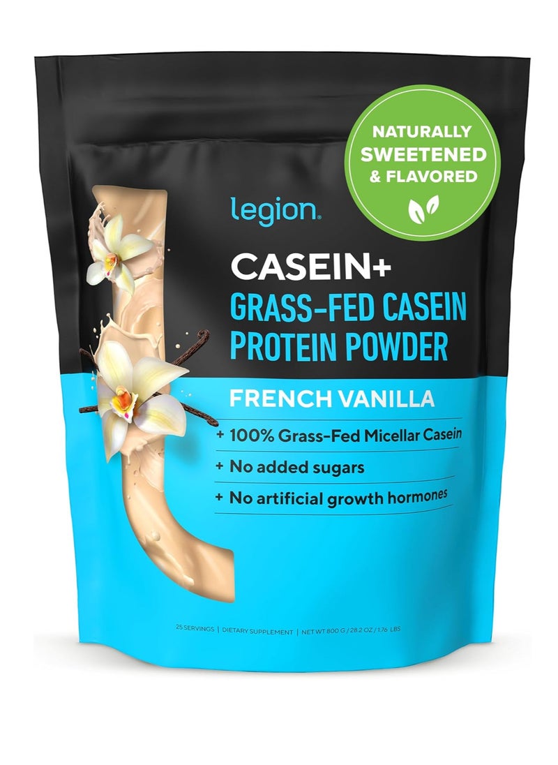 Casein+ Vanilla Pure Micellar Casein Protein Powder - Non-GMO Grass Fed Cow Milk, Natural Flavors & Stevia, Low Carb, Keto Friendly - Best Pre Sleep (PM) Slow Release Muscle Recovery Drink 2lb