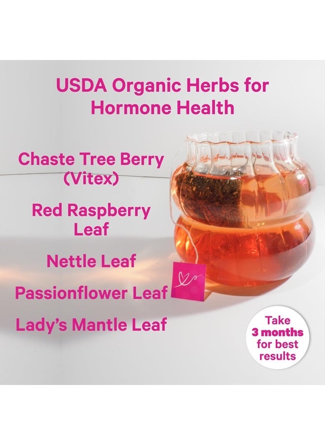 Organic Fertility Tea for Women with Chaste Tree Berries (Vitex) to Support Conception for Her - Hormone Balance with Mint and Red Raspberry Leaf, 15 Sachets